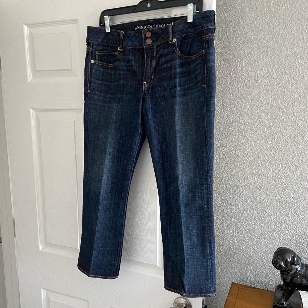 American Eagle Dark Wash Crop Jeans 14
